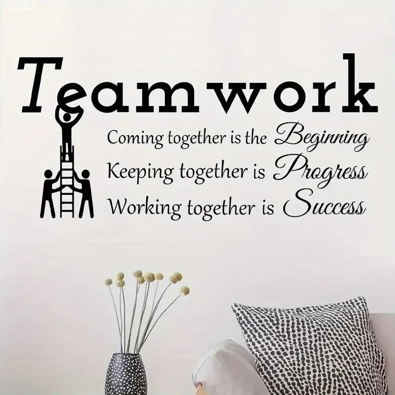 Contemporary Watercolor 'Team Work' Inspirational Quote Wall Decal vinyl