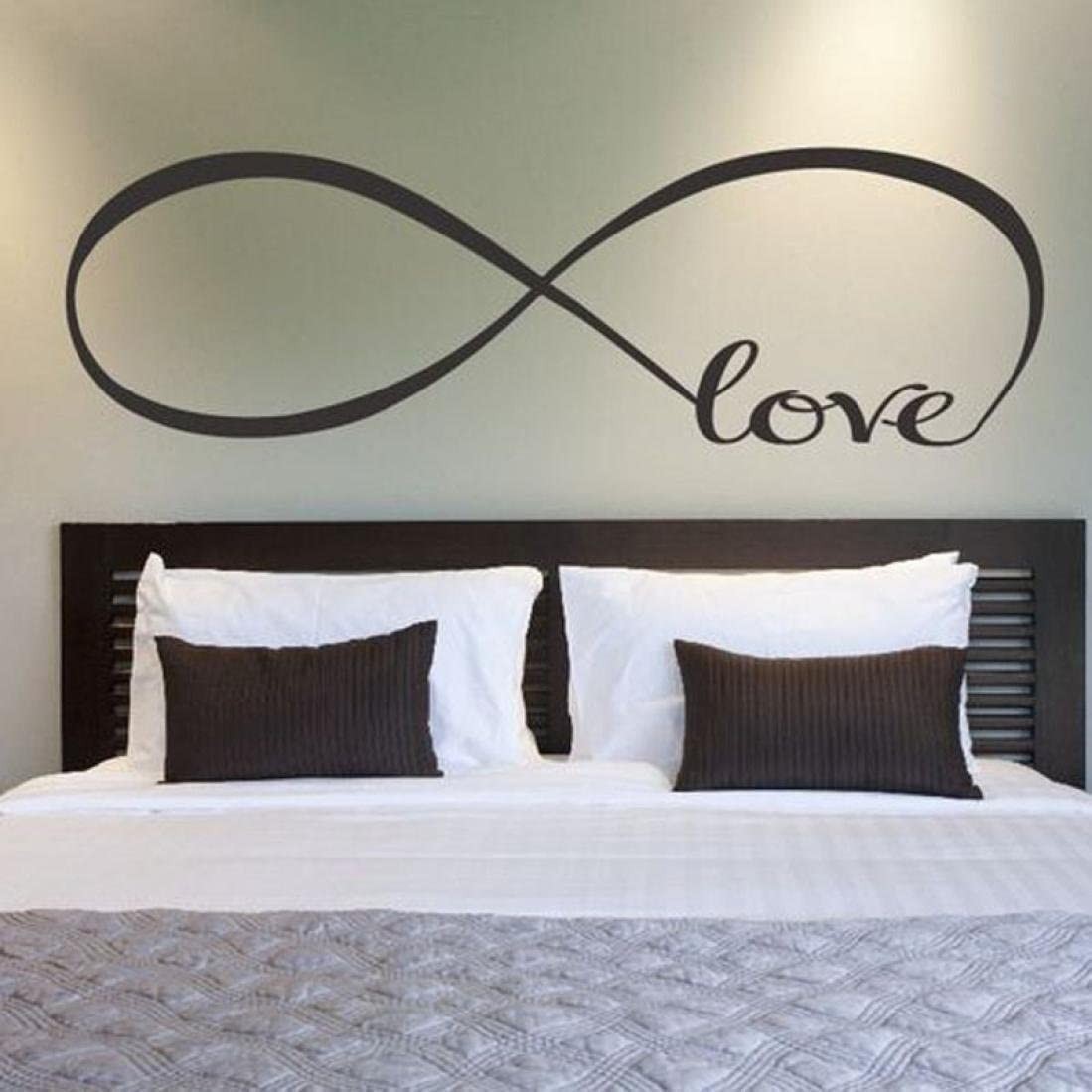 Wall Stickers Bedroom Decor Infinity Symbol Word Love Vinyl 7" X 22", Black