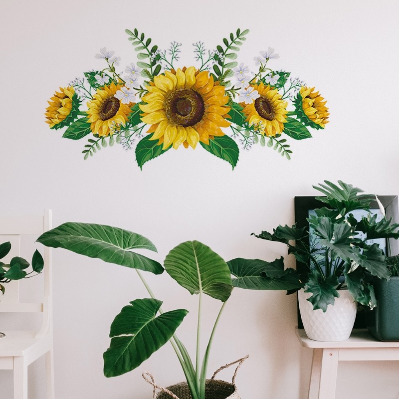 Fashionable Removable Sunflower Wall Sticker Flower Decor Waterproof Decals
