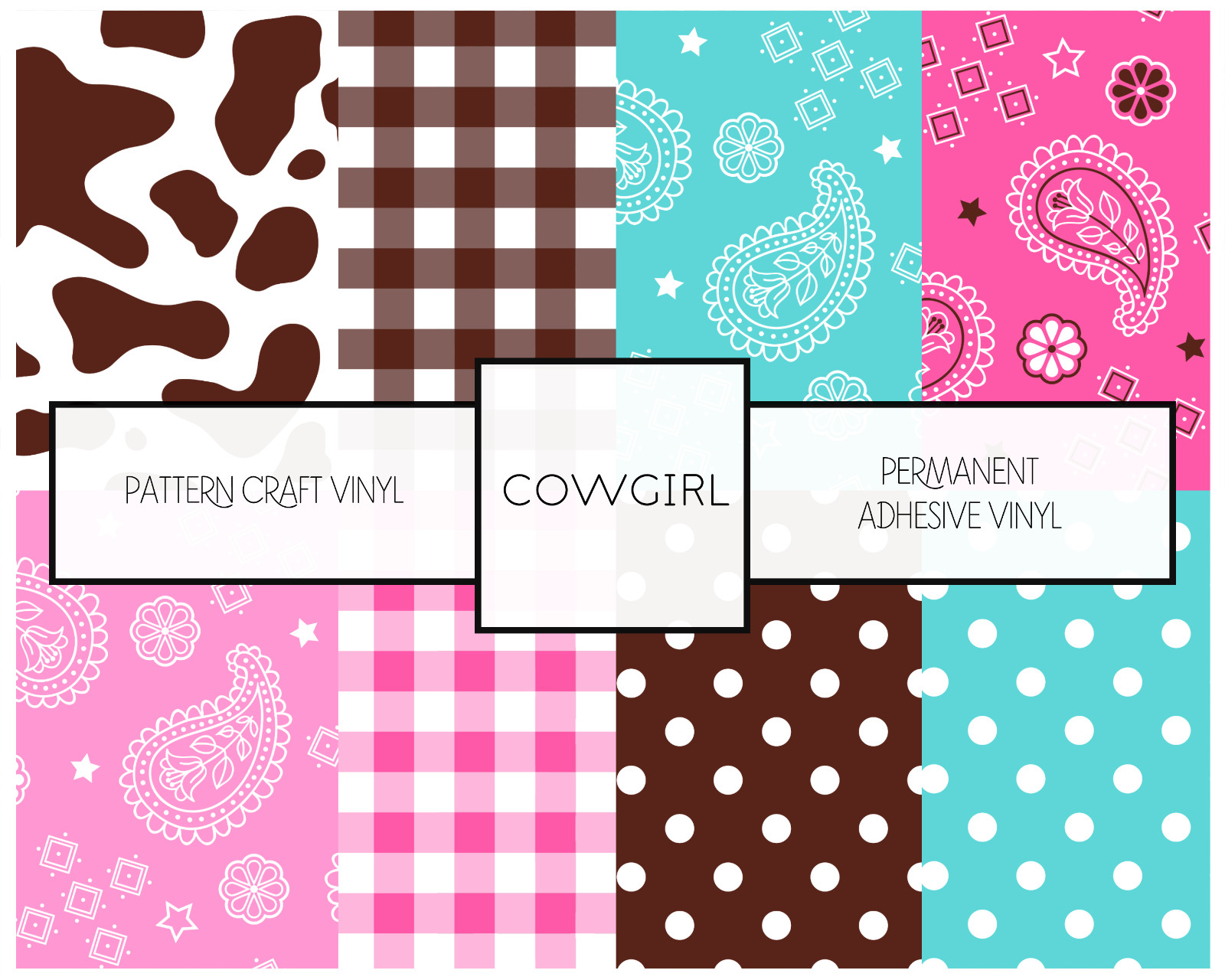 Paisley Plaid Cowgirl Pattern Vinyl Oracal 651 Adhesive Craft Vinyl 12in roll