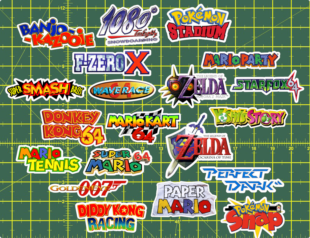 20 Nintendo 64 Logo Stickers – White, Clear or Holographic – Super Mario Kart