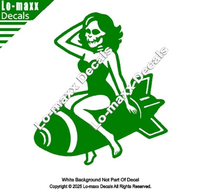 WWII Zombie Pin Up Bomb Decal Military Nose Art Style Avery Dennison Vinyl
