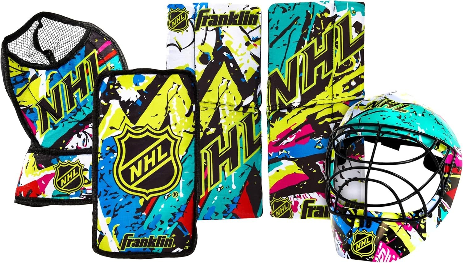 NHL Youth Knee Hockey Goalie Pads + Helmet Set – Kids Knee + Mini Hockey Goalie