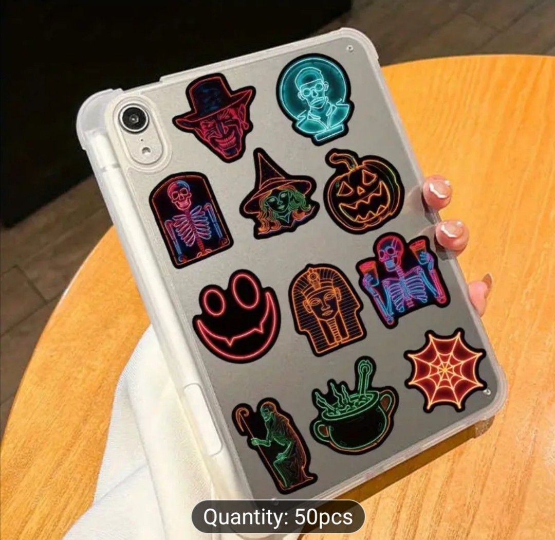 20 PCS Halloween Neon Colorful Spooky Season Trick Or Treat Stickers BRAND NEW