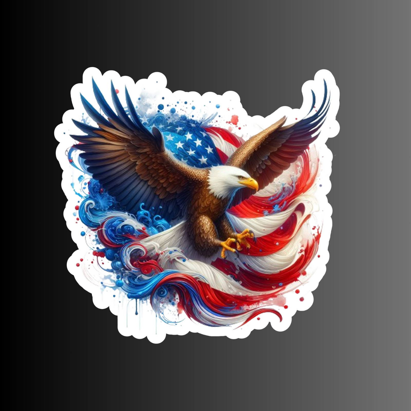 American flag bald eagle sticker vinyl decal freedom USA flying screaming