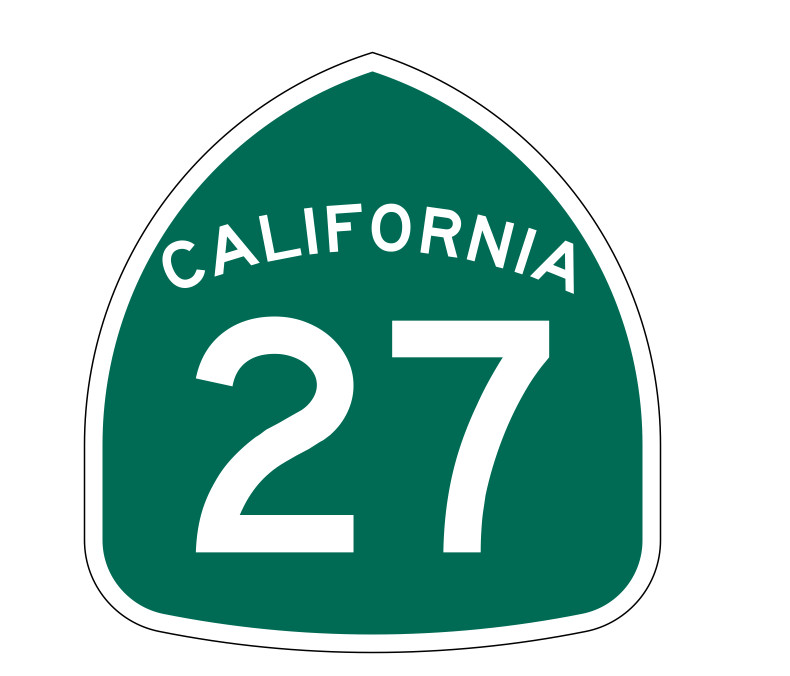 California State Route 27 Sticker Decal R1133 Highway Sign