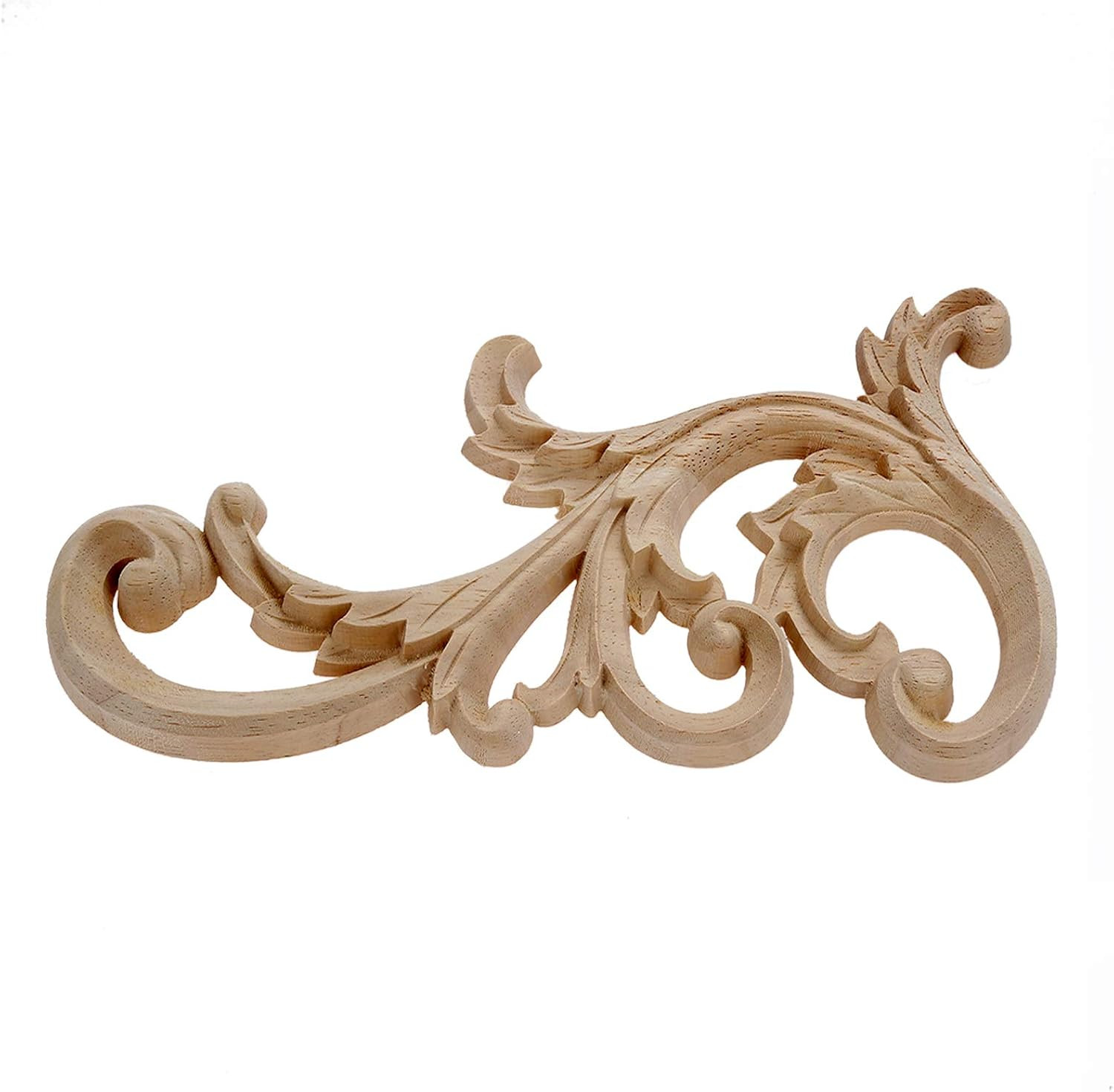 2-Pair Clear Carved Wood Appliques Onlay, 24X12Cm/9.45X4.72Inch, Door Decorative