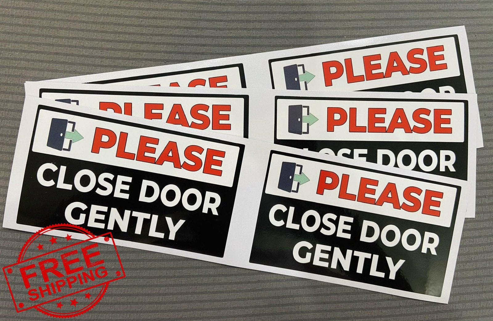 Generic 6Pcs Please Close Door Gently Sticker 5"x3"