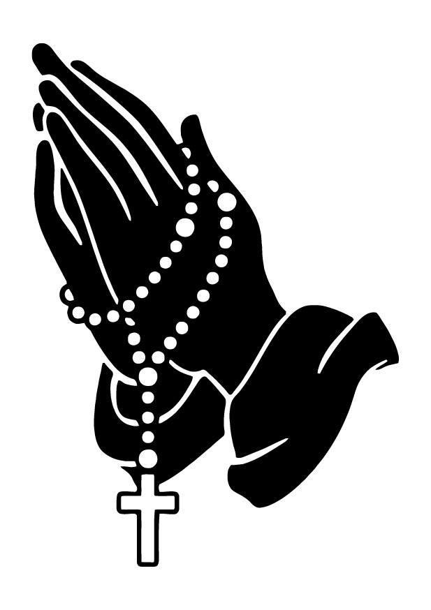 Praying Hands With Rosary Beads die cut decal multicolor Made in USA