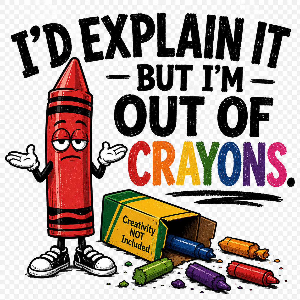 STICKER (BUY 2, GET 1 FREE) out of crayon funny vinyl glossy humor laugh USA
