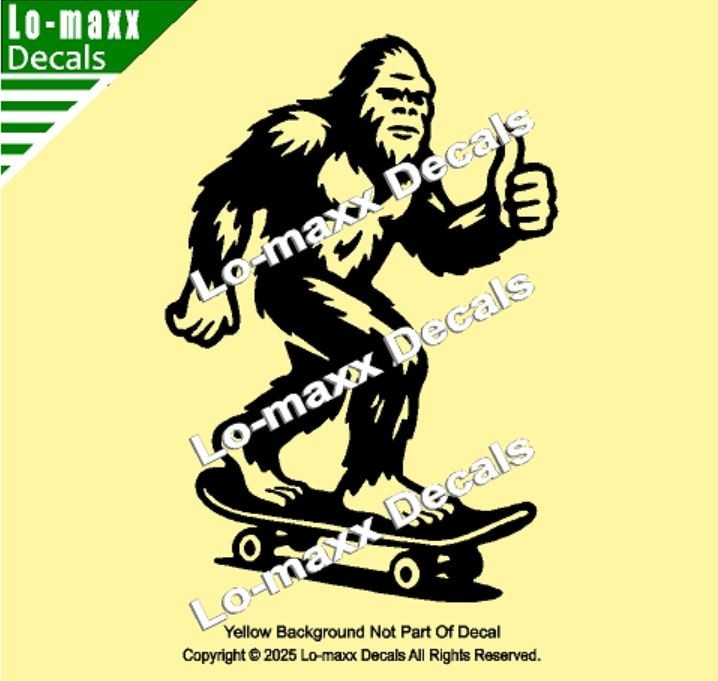 Sasquatch Yeti Skateboard Car Truck Funny Bigfoot Vinyl Sticker Die Cut Decal