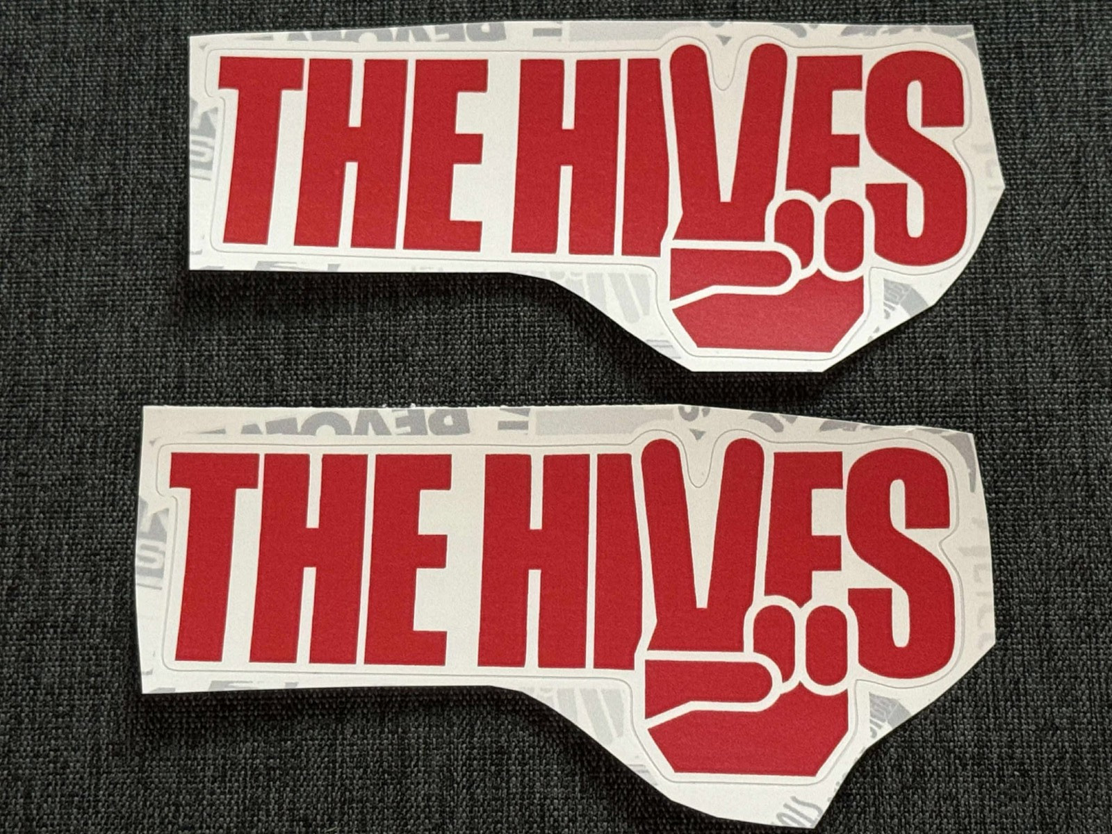 Lot (2) THE HIVES 2" x 4 1/2" Band Logo Stickers Red White FAST! FREE SHIP!