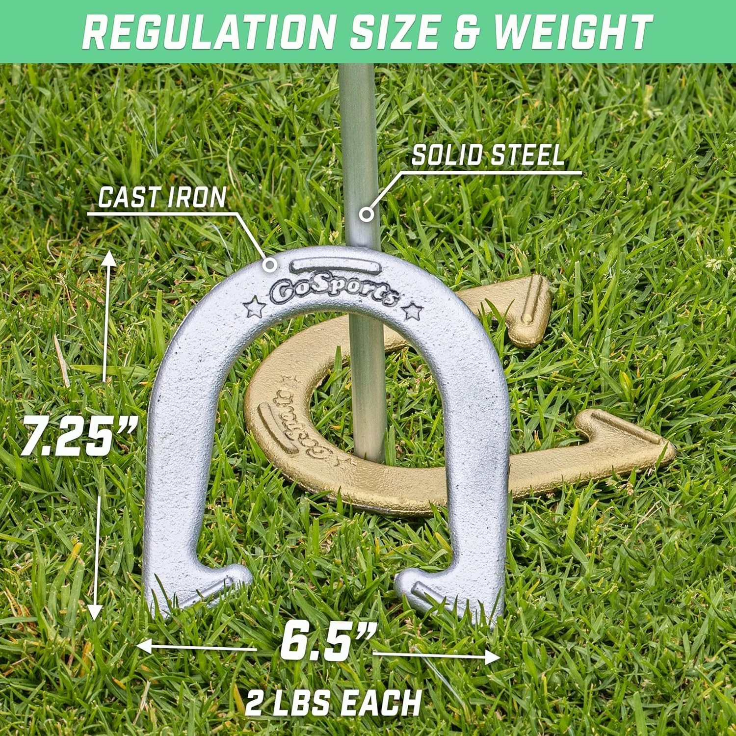 Steel Horseshoes Outdoor Game Set – Gold & Silver or Red & Blue – Official Si…