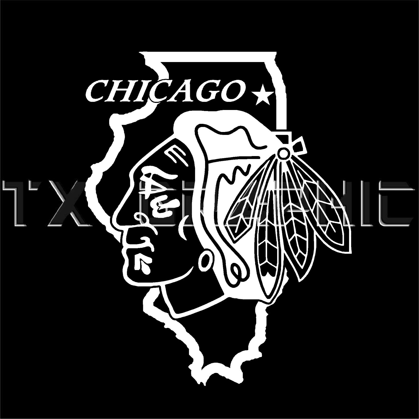 CHICAGO BLACKHAWKS ILLINOIS STATE MAP DECAL VINYL STICKER WINDOW CAR WALL