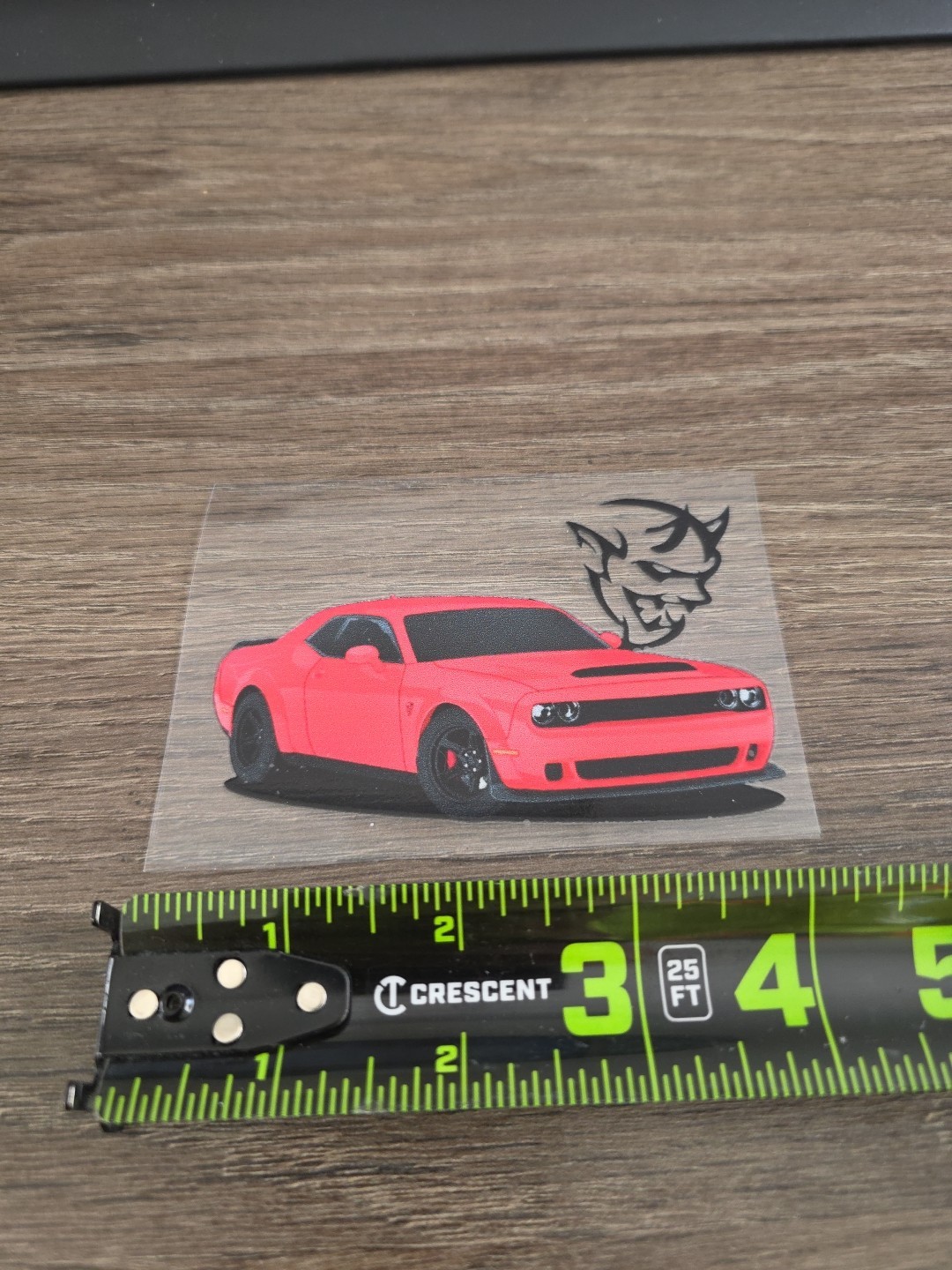 Dodge Challenger Demon High Quality Waterproof Raised UV DTF Window Decal 4in