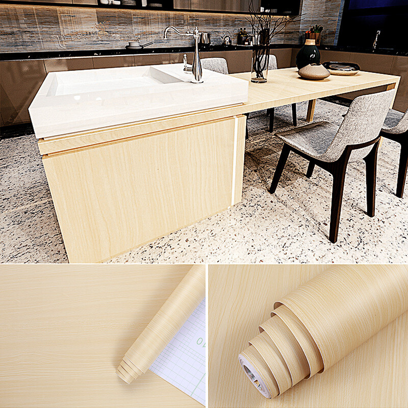 Wood Grain Self-Adhesive Wallpaper Waterproof PVC Contact Stickers Home Decor