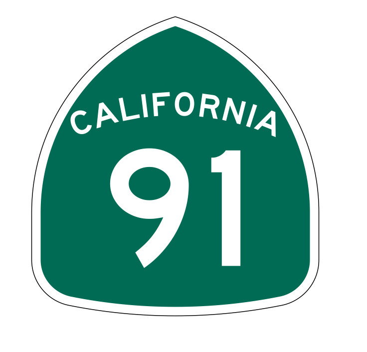 California State Route 91 Sticker Decal R1175 Highway Sign