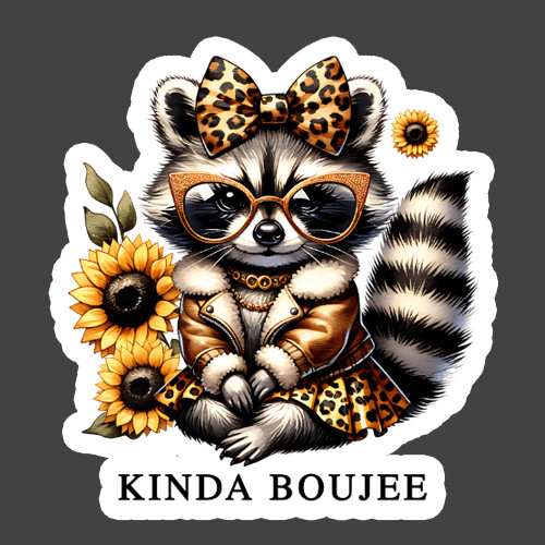 Raccoon Sticker Vinyl Decal Kinda Boujee Sunflower Leopard Print Funny Cute