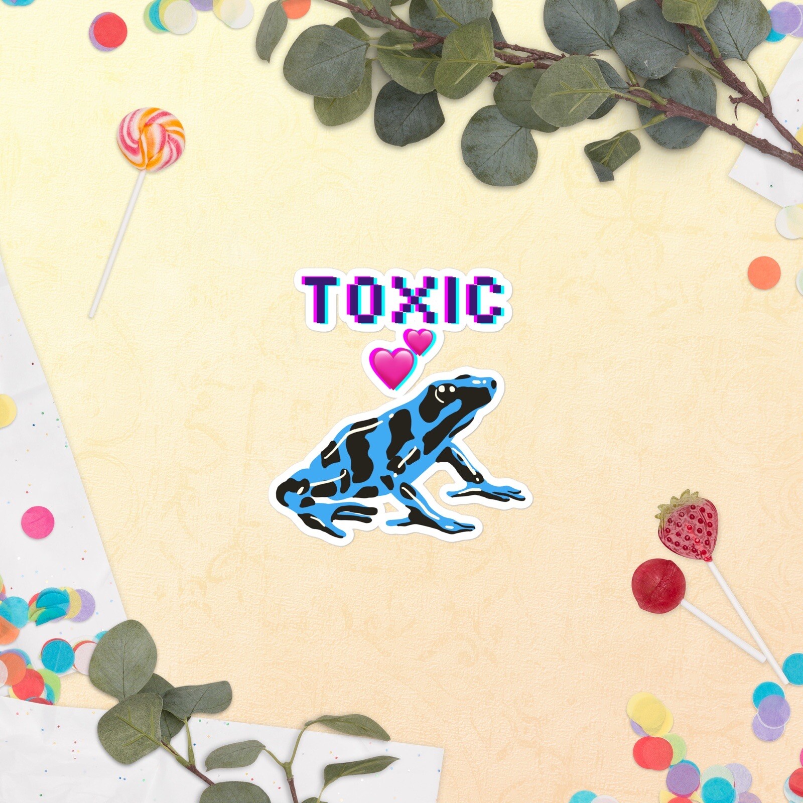Cute poison dart frog sticker / Kawaii Stationary / TOXIC sticker