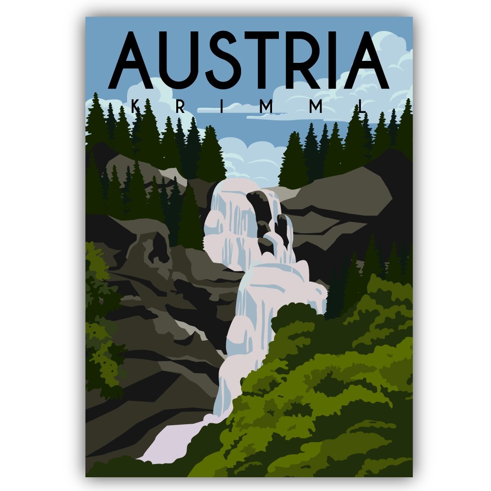 Krimml Austria Travel Vintage Poster Art Cut To Shape Vinyl Sticker