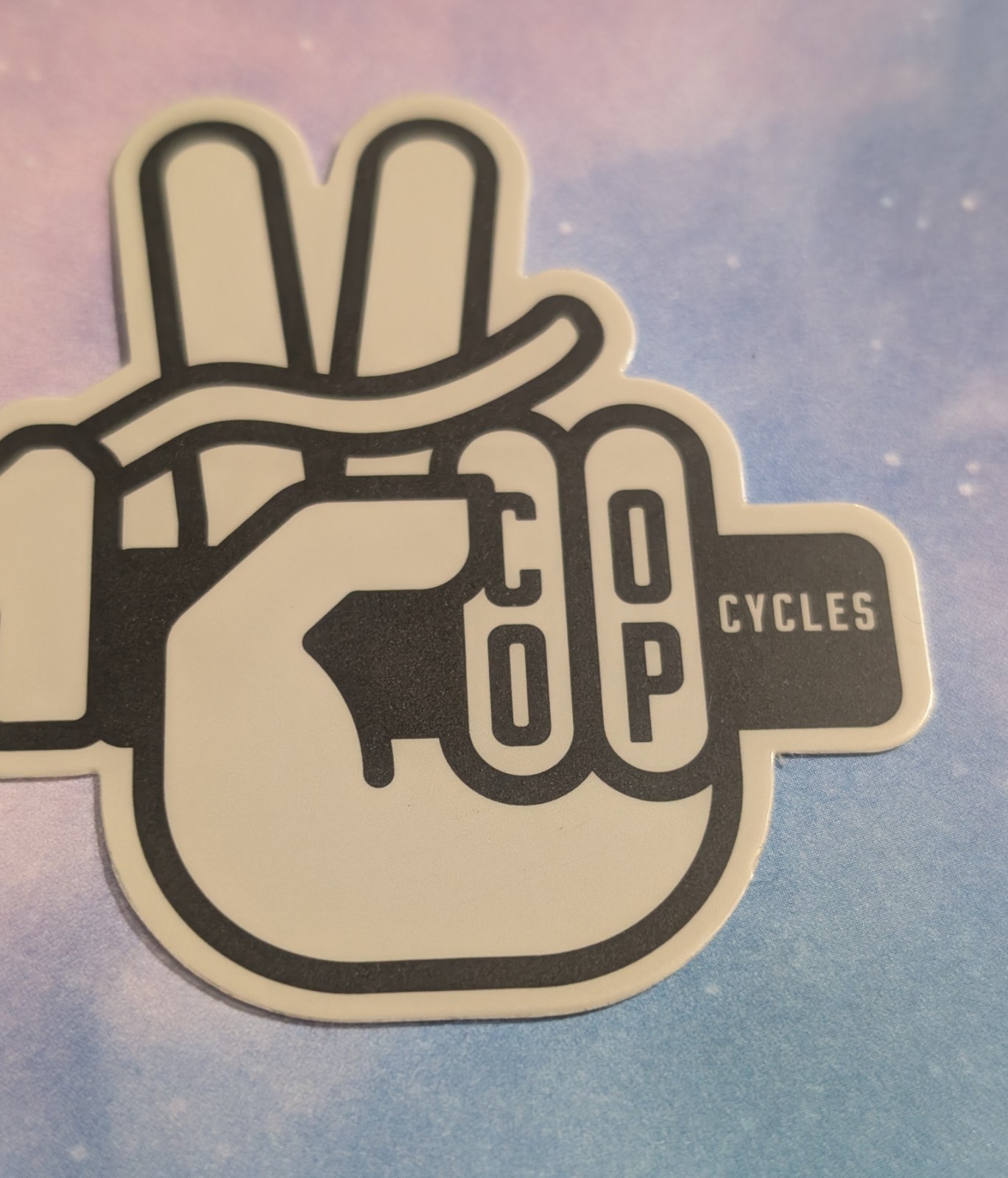 Co-op Cycles Hand Peace Sign Sticker – Coop Cycling Bicycle Bike Biking Outdoor