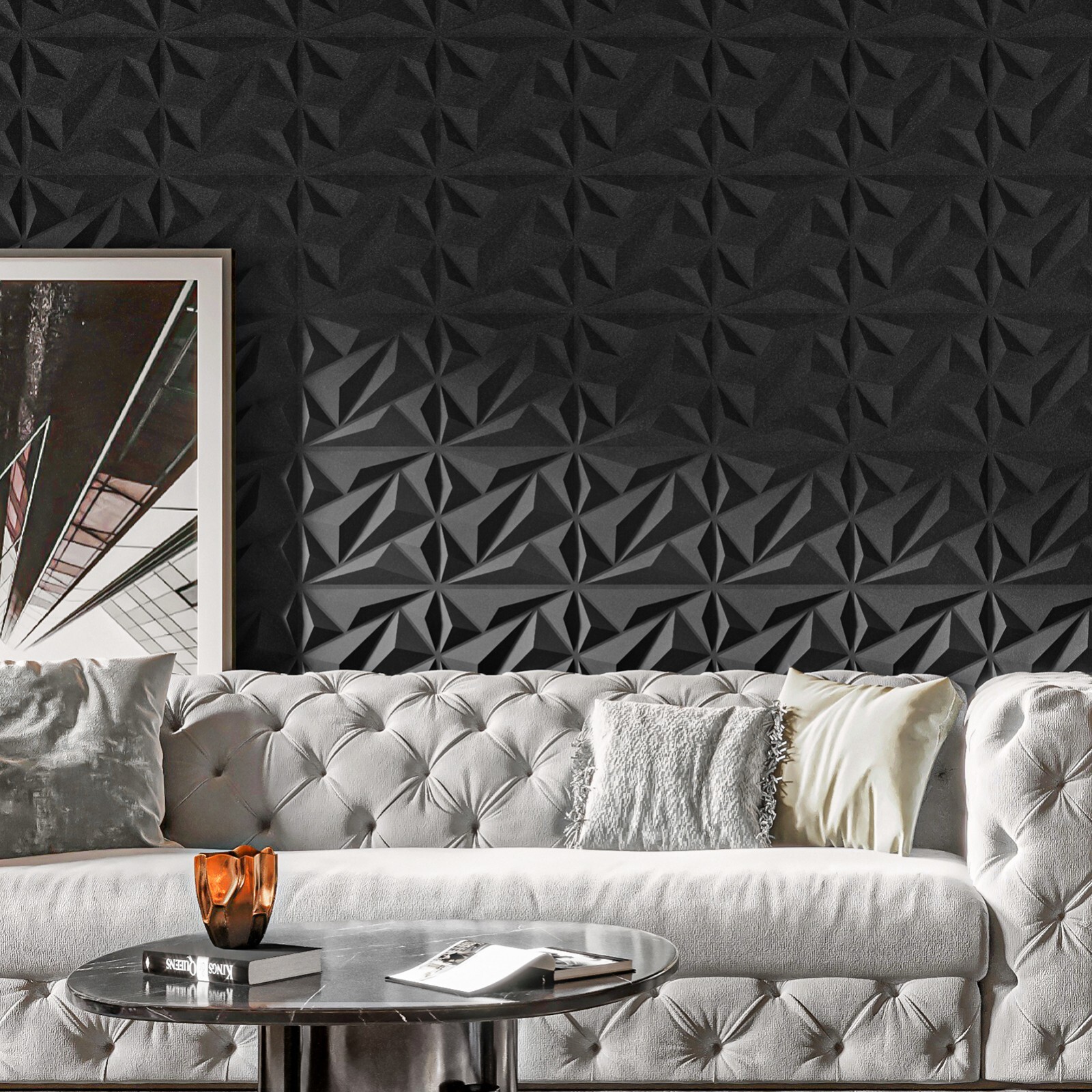 Art3d Dimensionally cut PVC ceiling and wall panels,12 pack or 33 pack
