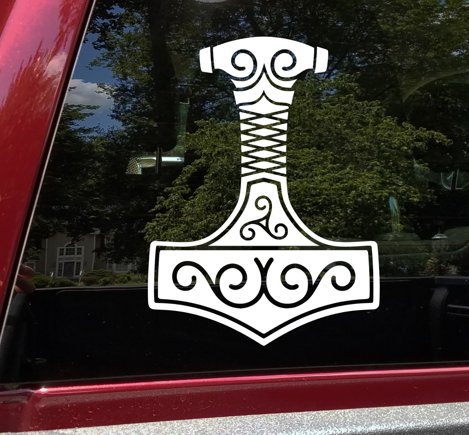 Mjolnir Vinyl Sticker – Thor's Hammer Norse Viking Triskele – Die Cut Decal