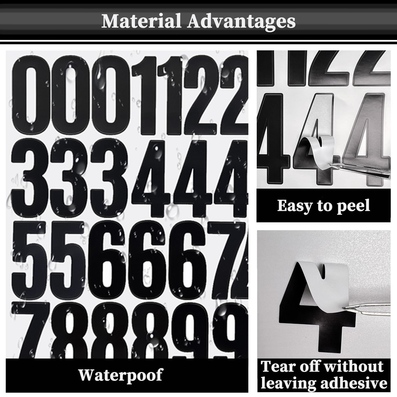240 Numbers,2-Inch Self-Adhesive Vinyl 0-9 Number Decals 2 INCH, Black
