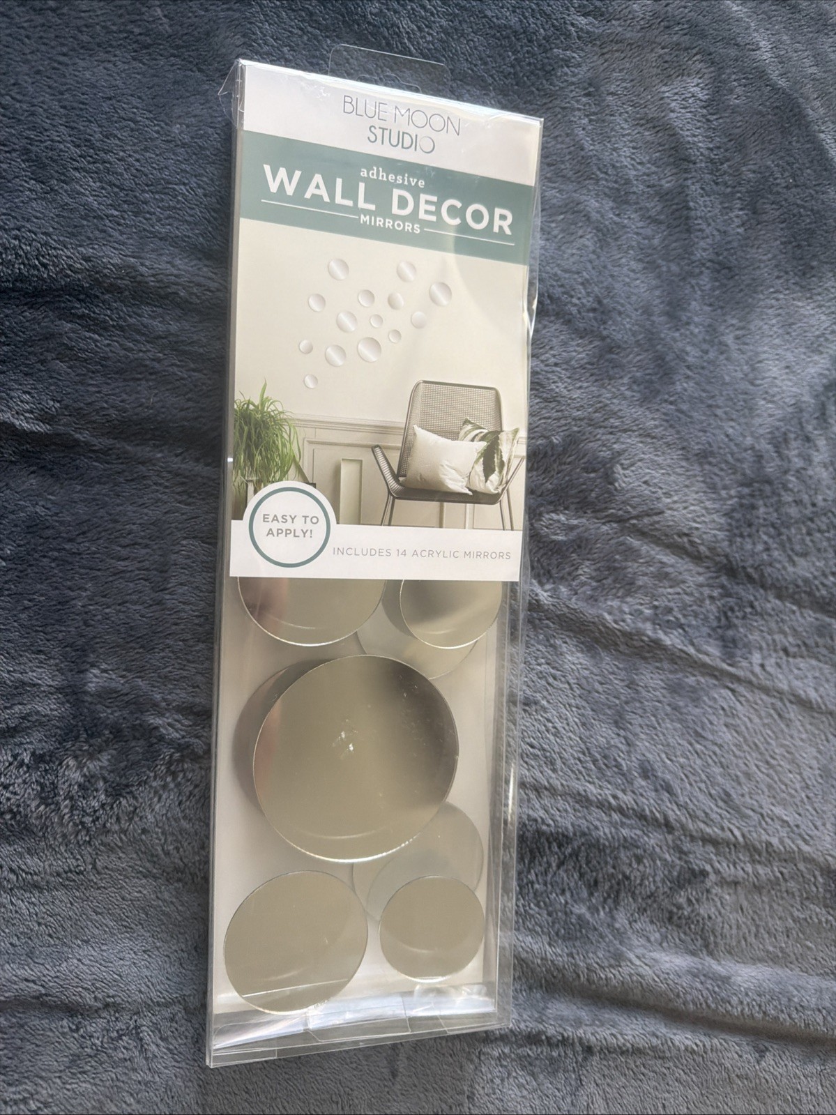 Blue Moon Studio 14pc Peel &Stick Self-Adhesive Silver Circle Wall Mirror Decals
