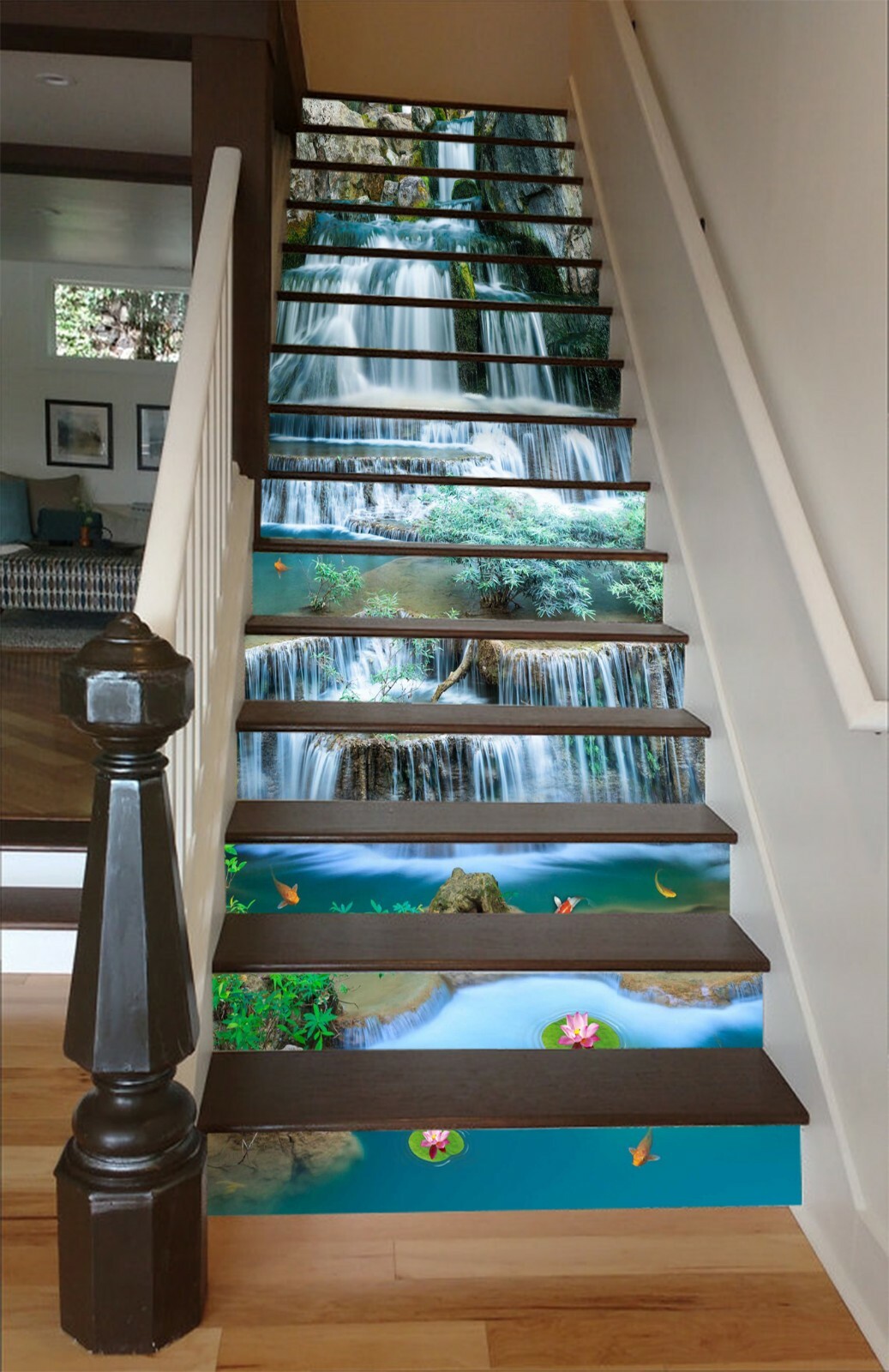3D Waterfall Tree 758NA Stair Risers Decoration Photo Mural Decal Wallpaper Fay