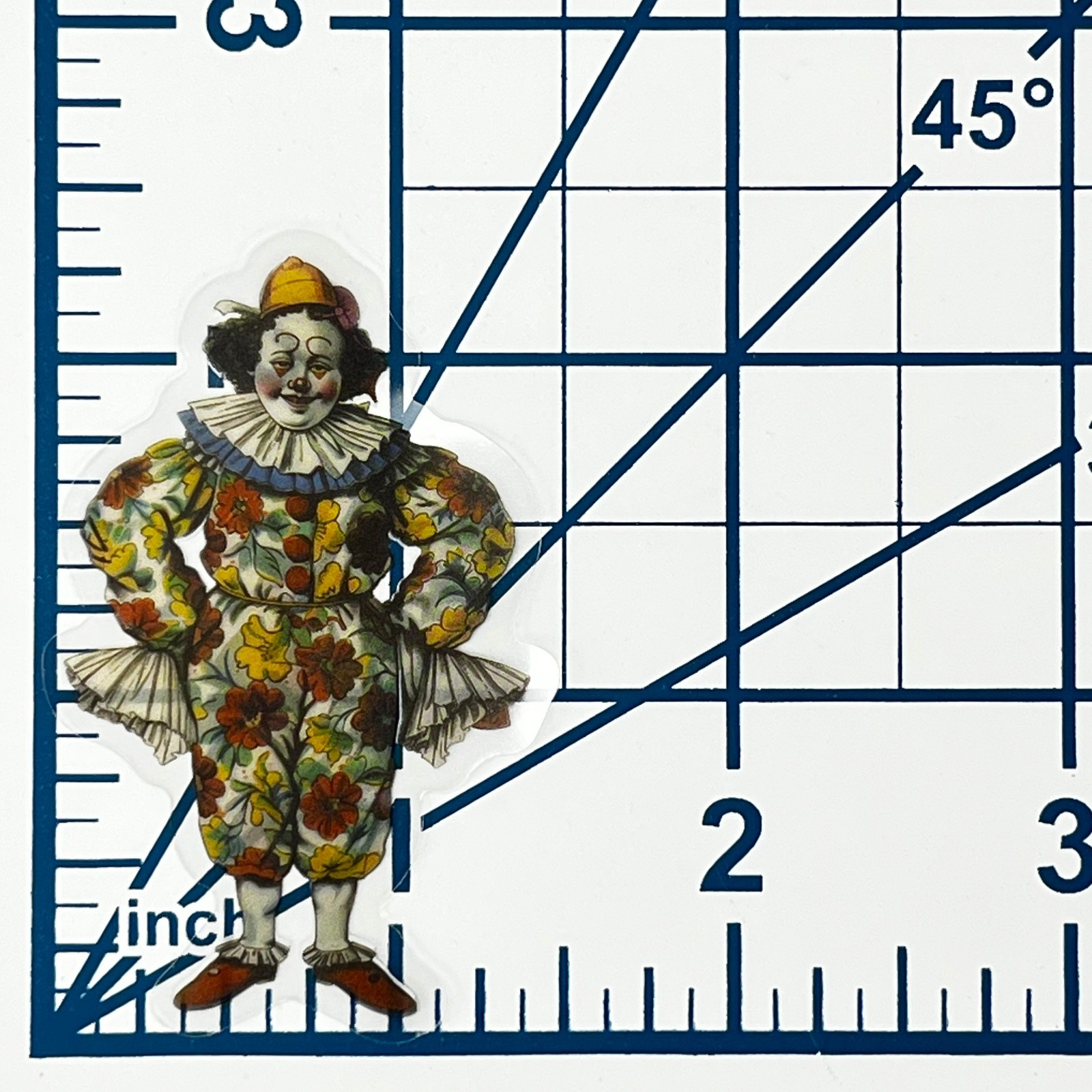 Victorian Floral Clown Vinyl Sticker Transparent Vintage Circus Stationery