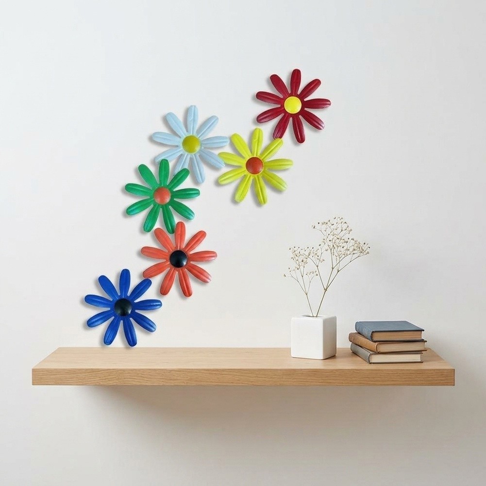 6pcs Iron Flower Wall Art Set Sturdy Metal for Garden Living Room Decoration
