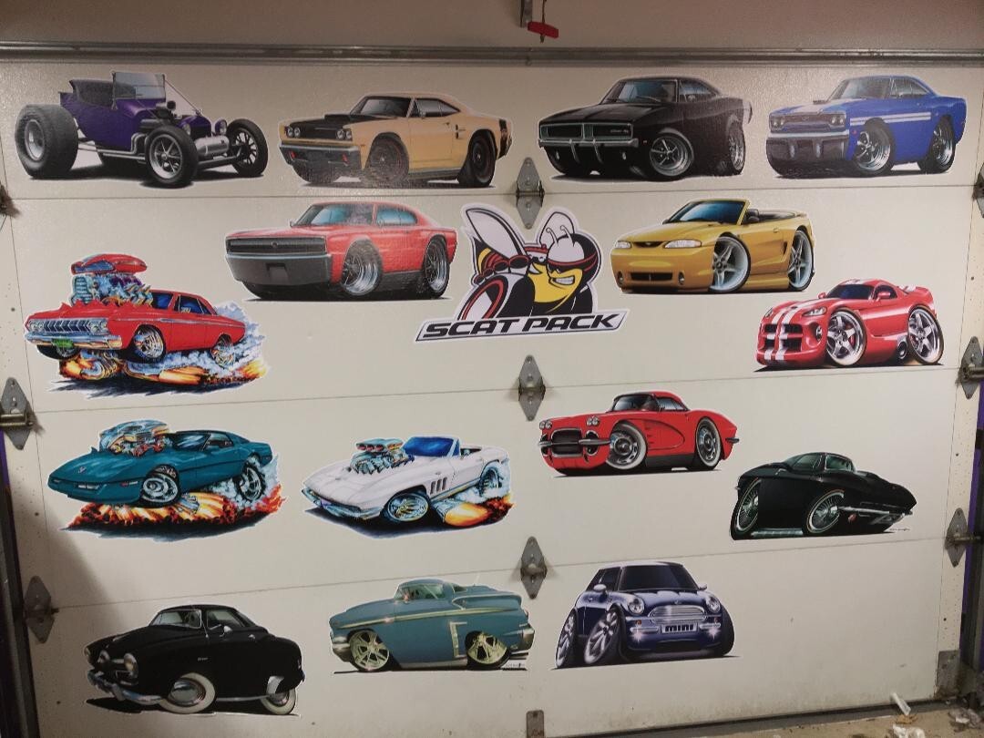 Wall Decal Compatible with 1969 Ford Mustang Mach 1 428 White Car Garage Decor