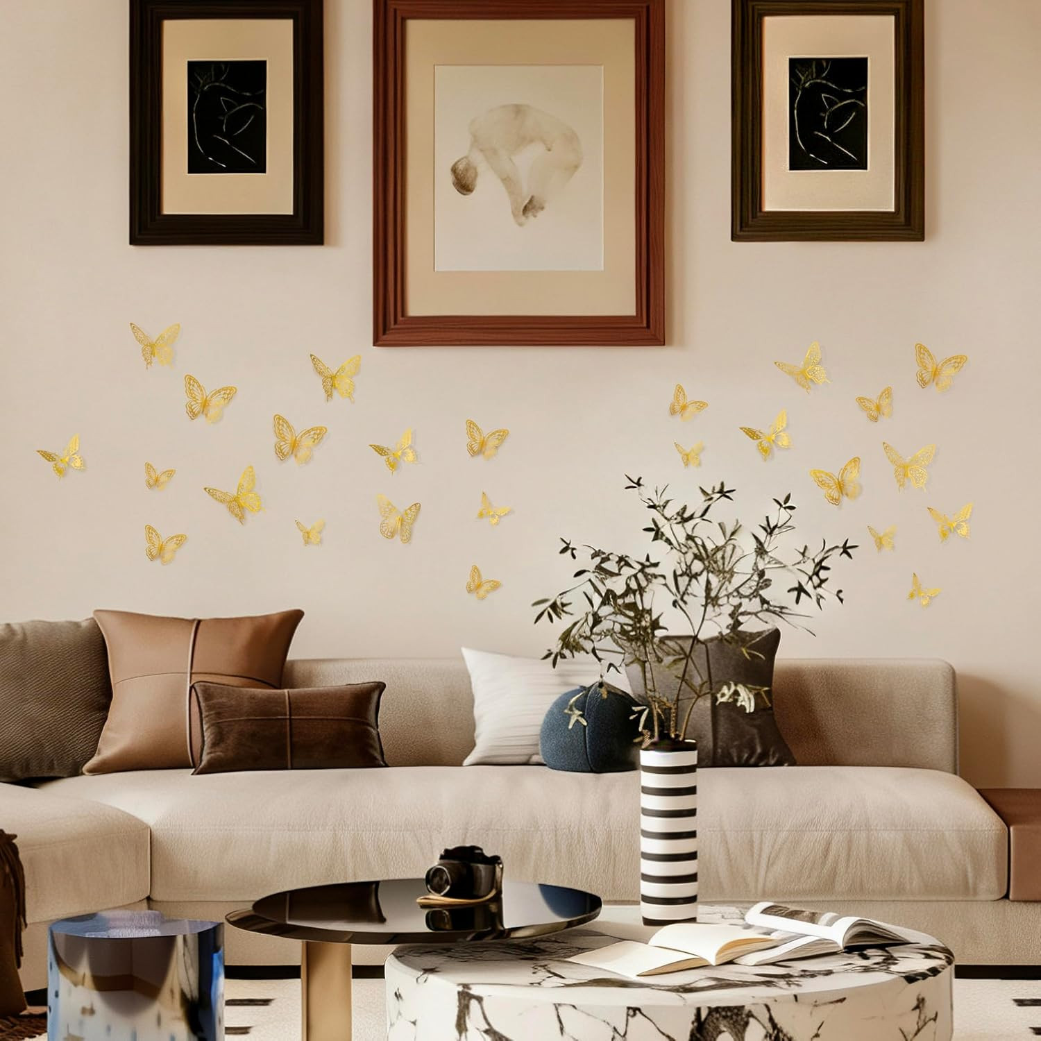Butterfly Wall Decor, 48Pcs 3D Butterfly Stickers in 3 Sizes & 4 Styles for Ball