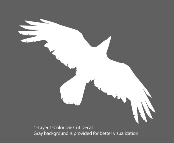 Wildlife – Birds – Soaring Raven/Crow/Corvid – 6Yrs Outdoor Vinyl DieCut Sticker