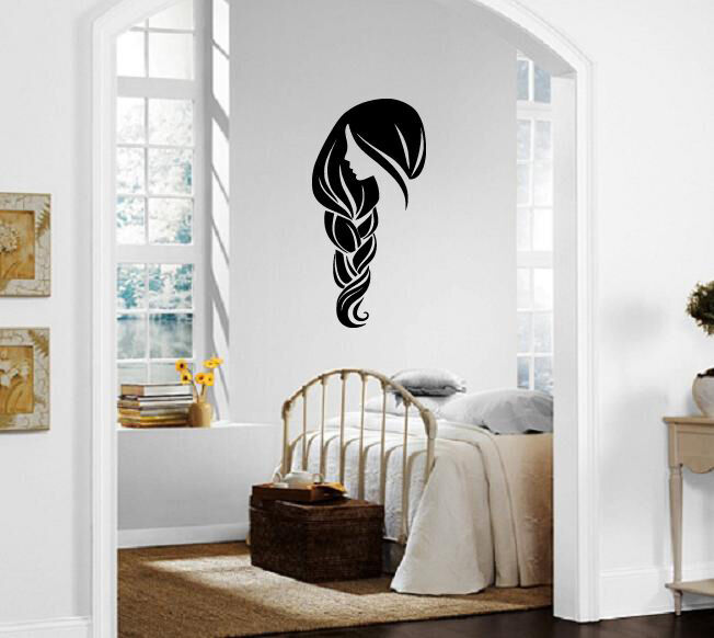 Sexy Beautiful Woman Face Braided Hair Decor Wall Mural Vinyl Art Sticker M512