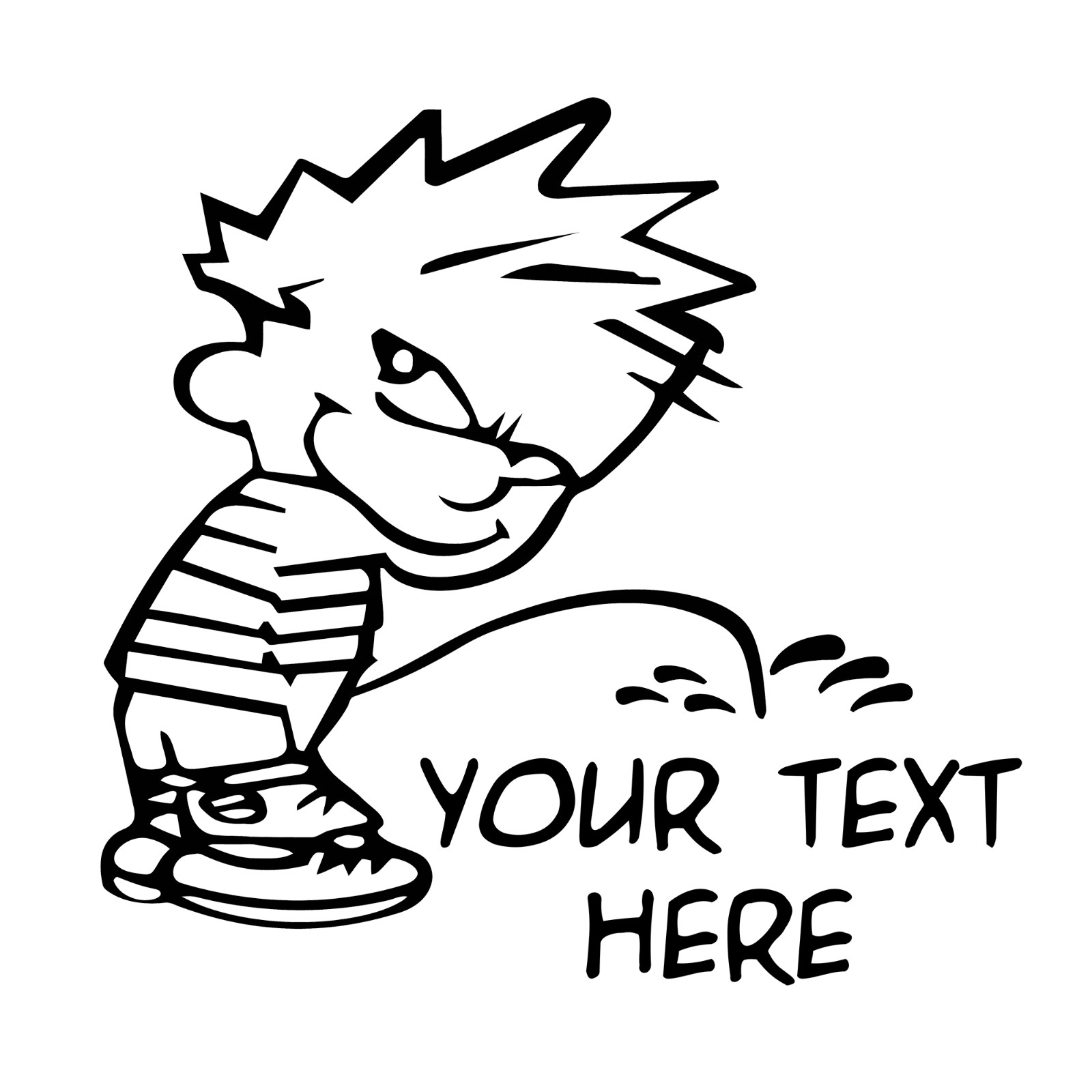 6" Calvin Peeing on Custom Text Funny Vinyl Decal Sticker
