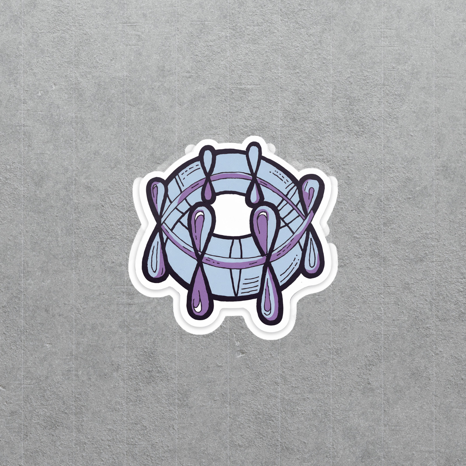 Watercolor Abstract Art Sticker – Organic Shapes in Blue and Purple #5237