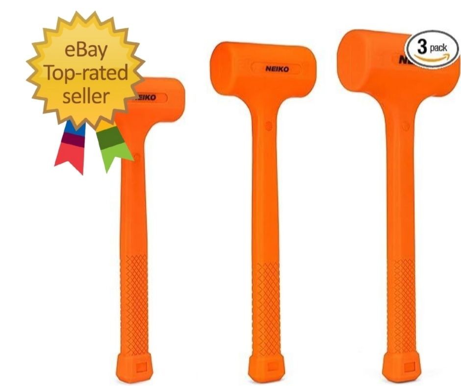02888A Dead Blow Hammer Set, 3pc Neon Orange Deadblow Mallet, 1lb, 2lb, 3lb Hamm
