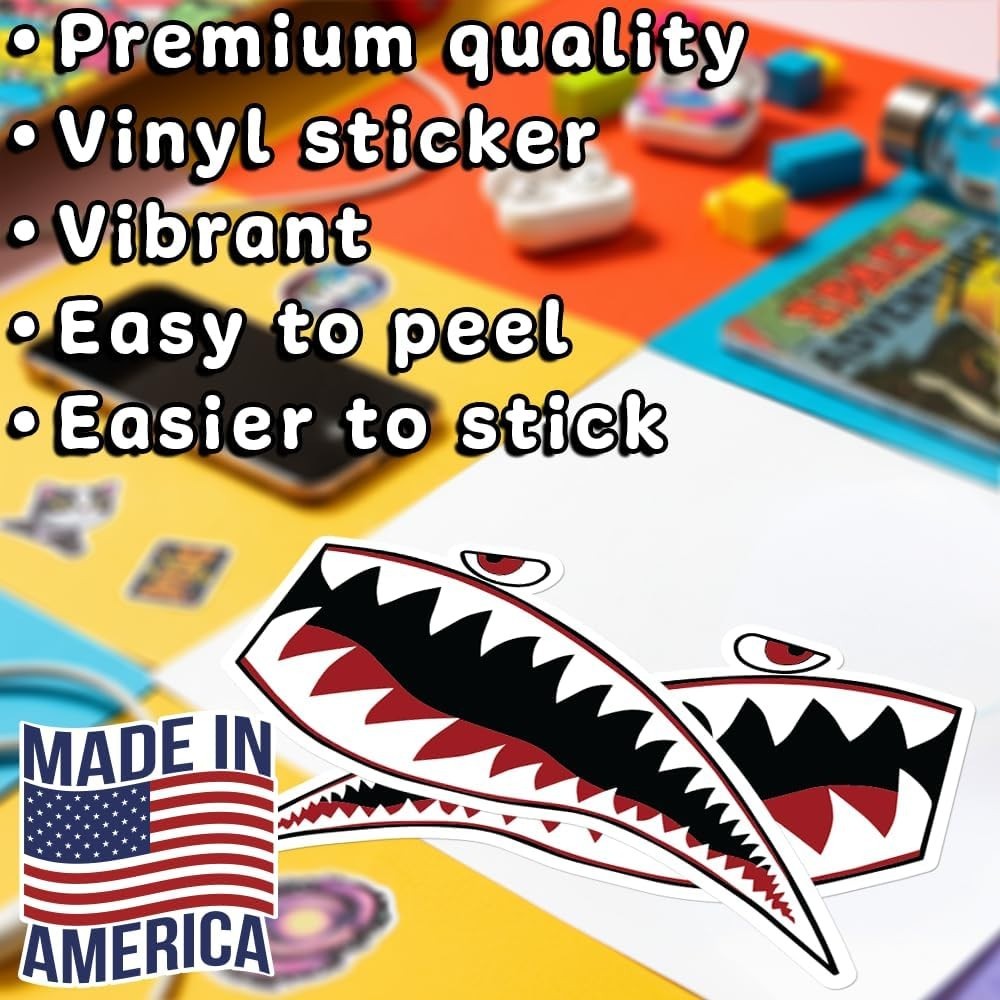 Shark Mouth Teeth Vinyl Decal Set Military Bomber Style Sticker For Auto 8 Inch