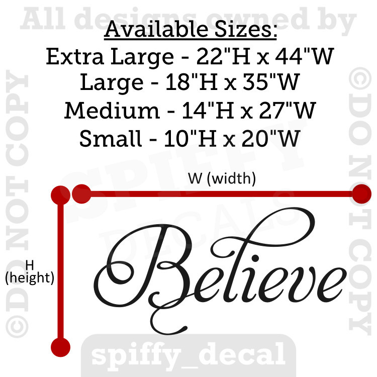 BELIEVE Removeable Vinyl Wall Decal Decor Lettering Sticker Art Inspiration