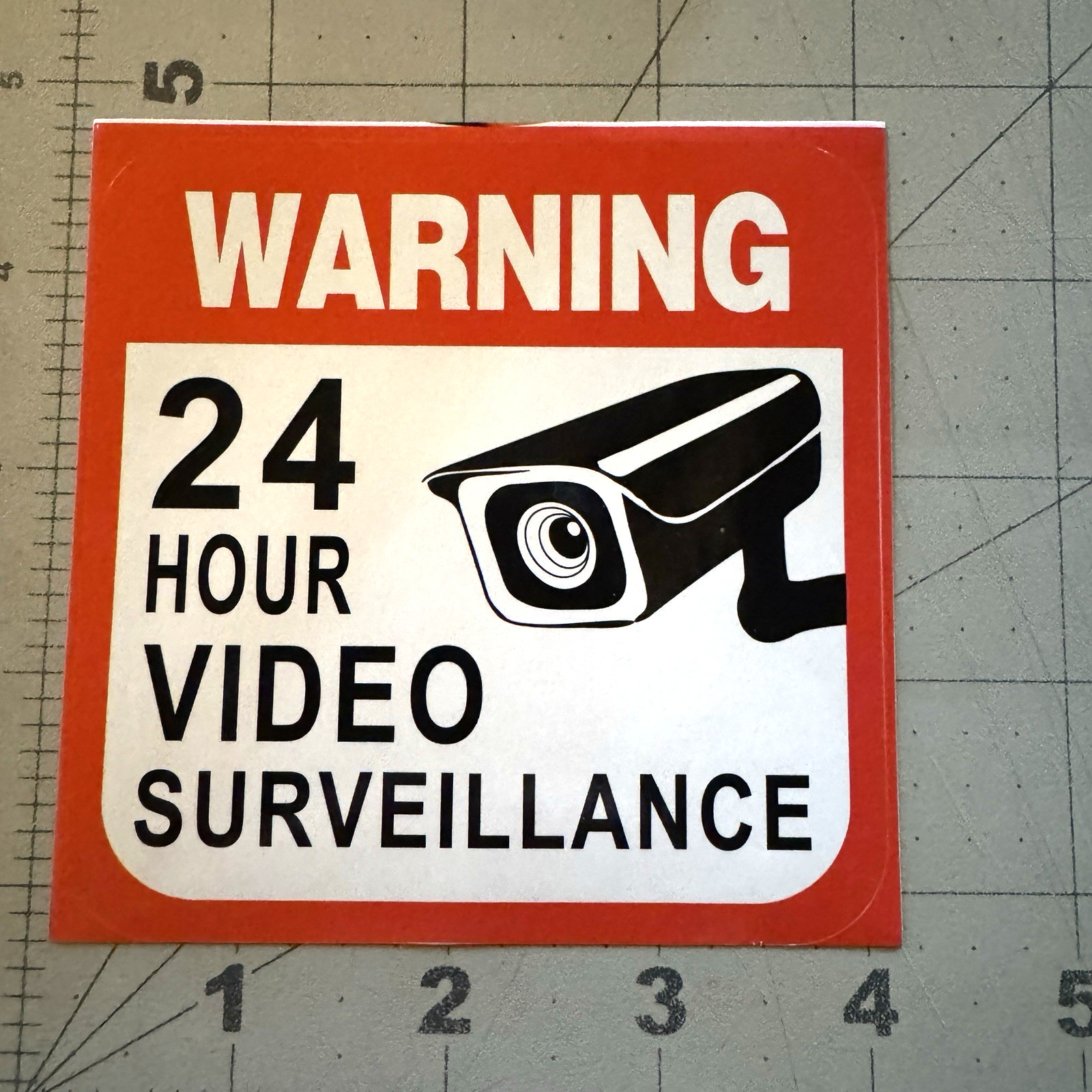 4" Die-Cut "Warning 24 HR Video Surveillance Vinyl Sticker Security Decal