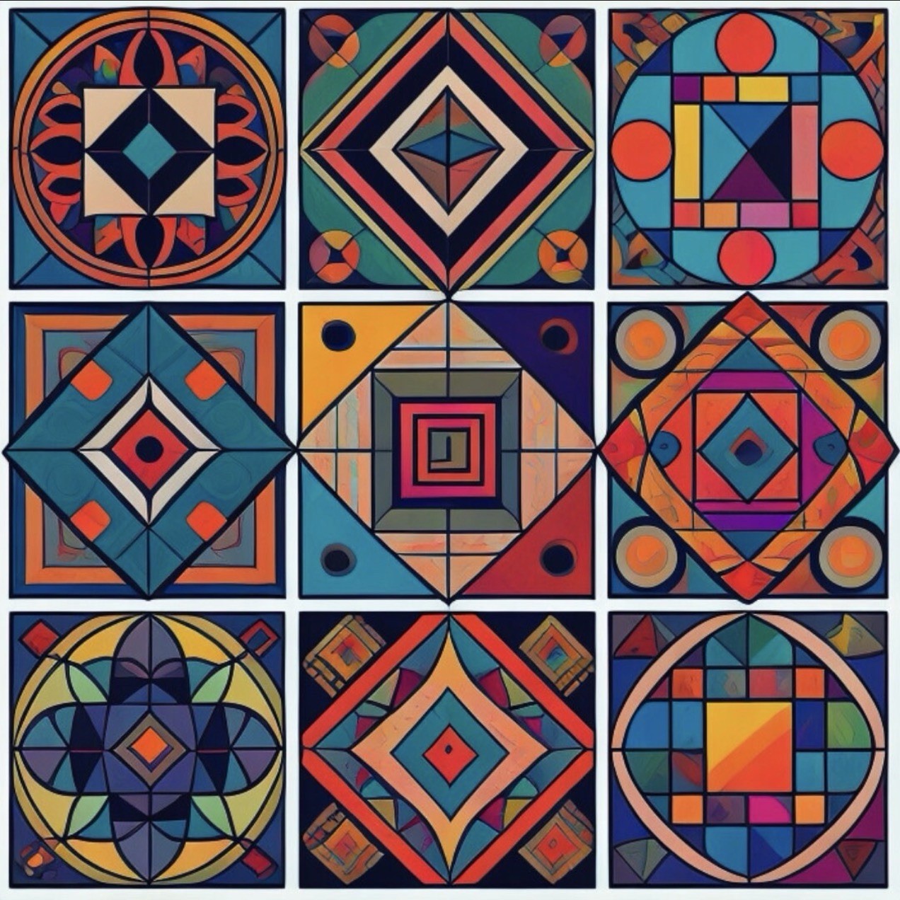 Psychedelic DMT Cubism Square Sacred Geometry, ￼Die-Cut Sticker Waterproof