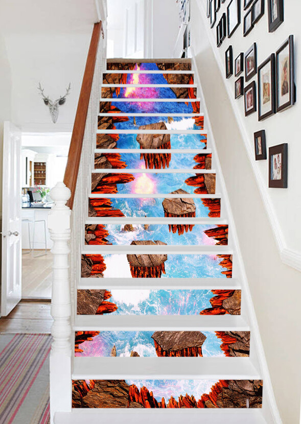 3D Volcano Stone AZ420 Stair Risers Decoration Mural Vinyl Wallpaper Kay