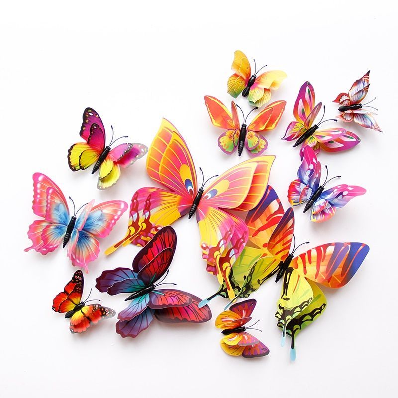 Wall Butterfly Art Decor 3d Home Sticker Decal Stickers Room Diy Decals 12pcs