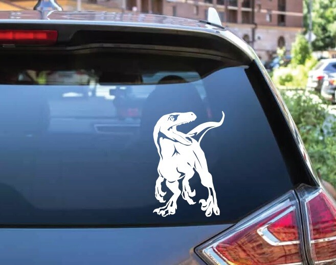 Dinosaur – Roaring Velociraptor #1 – Jurassic Period – 4-21" wide – DieCut Decal