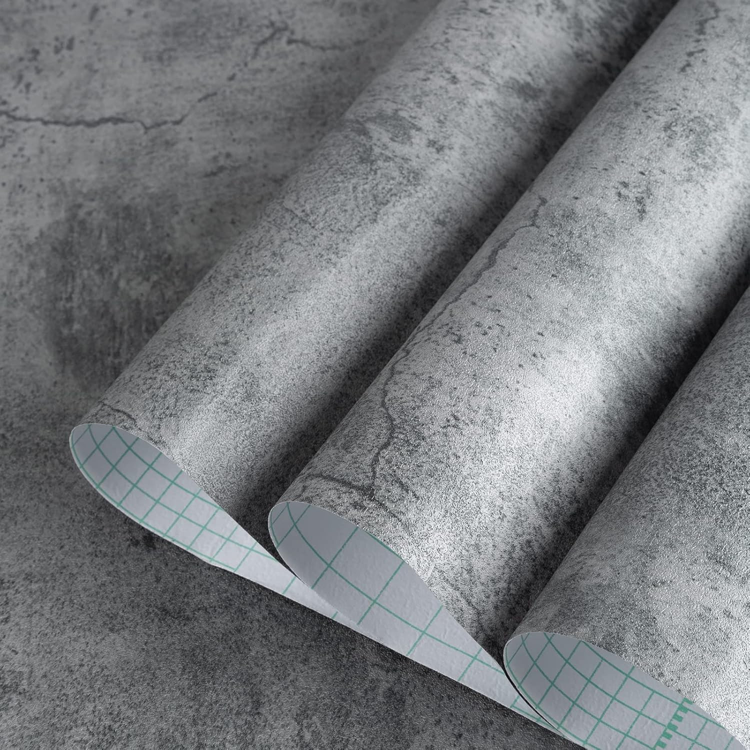 Gray Cement Contact Paper Matte Thick 16X708 Inch Grey Concrete Peel Stick