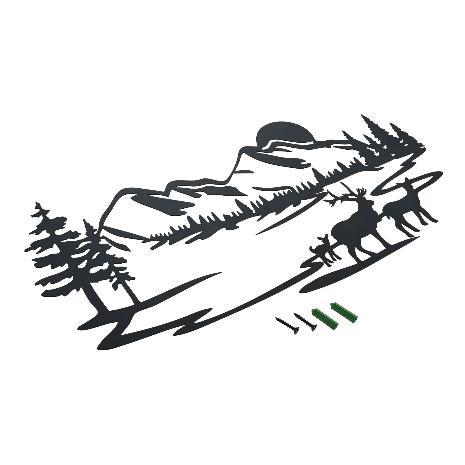 Metal Deer Mountain Sunrise Wall Art Decoration for Living Room Bedroom Kitchen