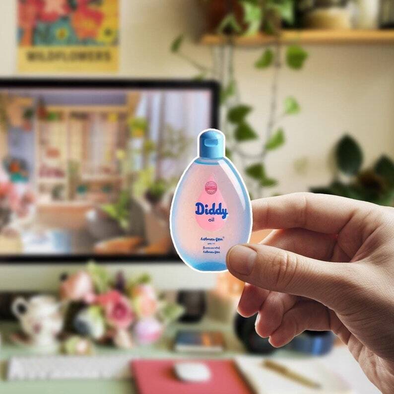 Diddy Baby Oil Sticker For Diddy Parties 3×6 cm