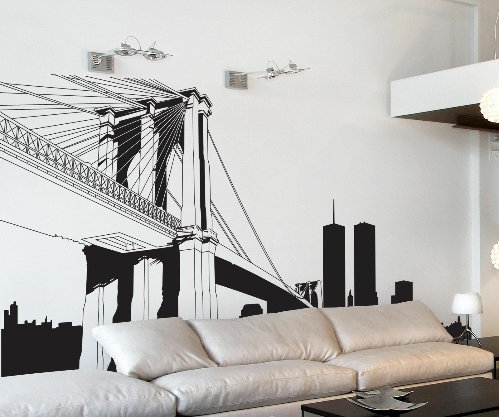 NYC Brooklyn Bridge Wall Decal. New York City Decor. #334